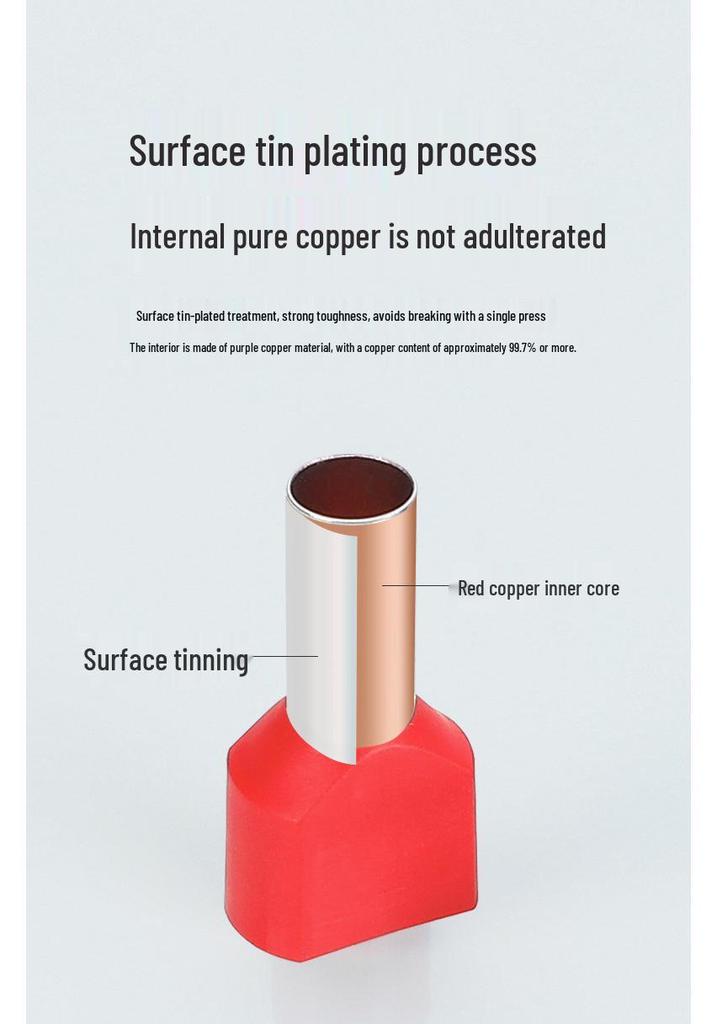 KST TE0508/0510/0512 Two-Wire Tubular Pre-Insulated Purple Copper Cold Crimp Terminal