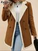 Autumn Winter Faux Fur Shearling Coat for Women Long Sleeve Stand Collar Warm Fashion Casual Overcoat