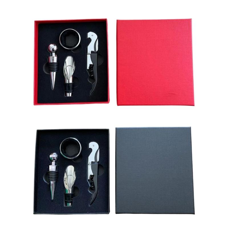 Wine Opener Tool Set Corkscrew Wine Opener with Case Bottle Opener Vacuum Stoppers Wine Pourer for Wedding Gift