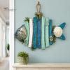 Seaside Style Wall Decorations Lighted Wooden Fish Hanging Decor, Rustic Nautical Fishing Wood Sculpture with LED Lights, Coastal Home Beach
