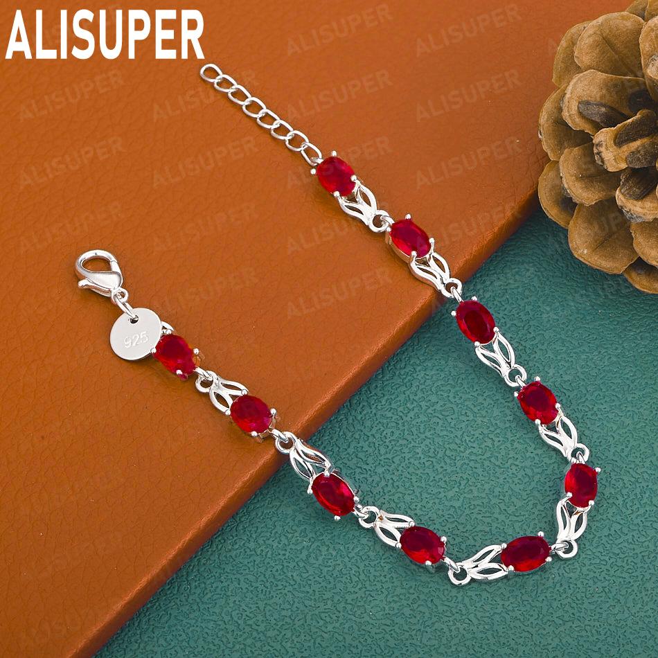 925 Sterling Silver Exquisite AAA Zircon Charm Bracelet-Fashion Gift Jewelry 20cm
