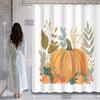 Autumn Watercolor Pumpkin & Leaf Shower Curtain - Cartoon Thanksgiving Design, 12 Hooks Included, Fall Bathroom Decor