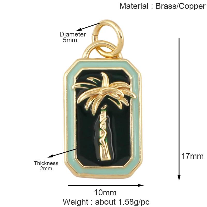 Trendy Colorful Enamel Geometry Charm Pendant,Real 18k Gold Plated Zircon Necklace Bracelet Jewelry Findings Supplies S43