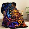 A Blanket Featuring a Sun God Pattern, Made of Fleece, Soft, Suitable for Living Rooms And Bedrooms, Home Decor, Travel, Religio