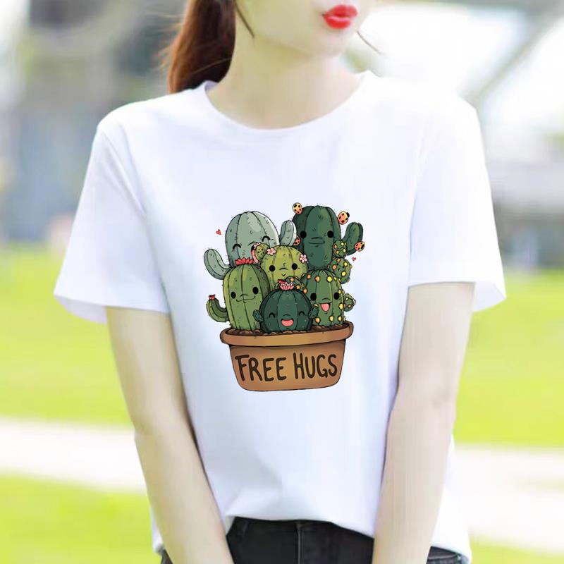 Bottom Shirt Ins Sweet Simple Flowers Round Neck Wear FeUnisex Print Fashion Internet Celebrity Commuter Shortsleeved Tshirt