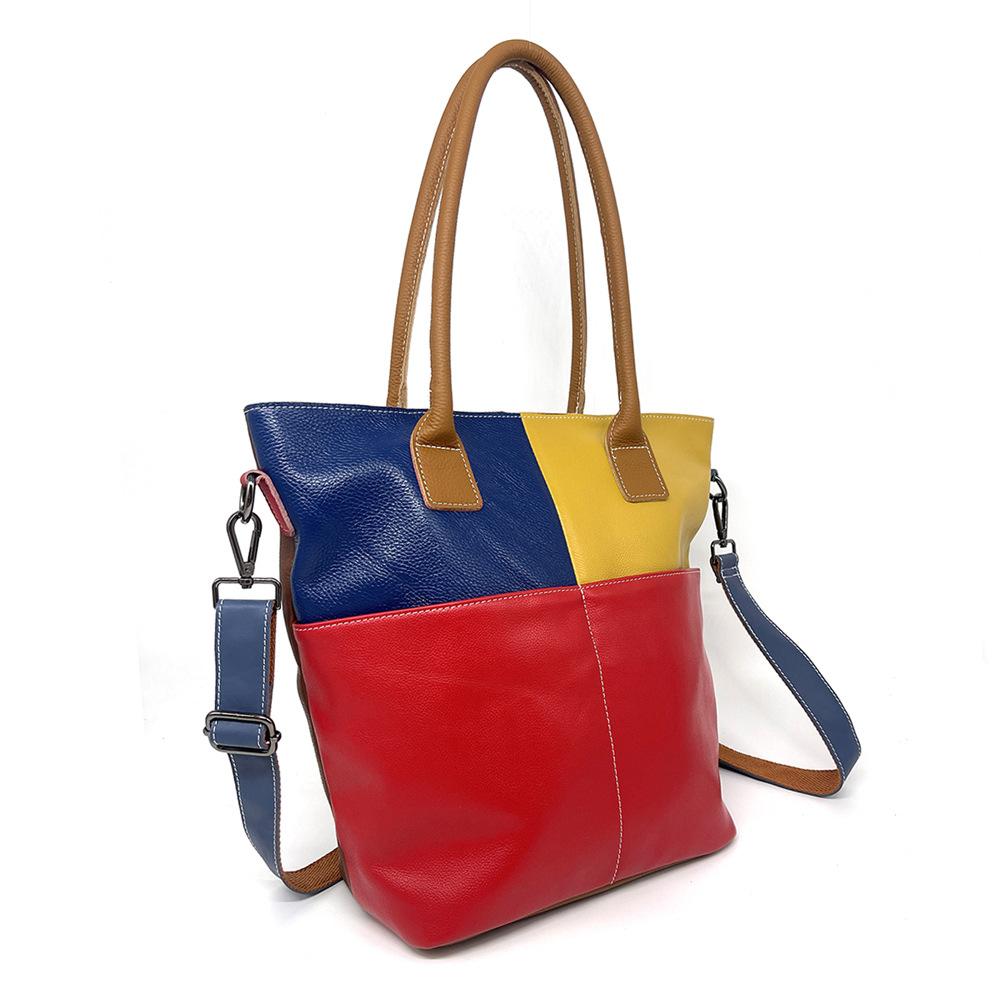 Vintage Color Patchwork Single Shoulder Tote Crossbody Bag