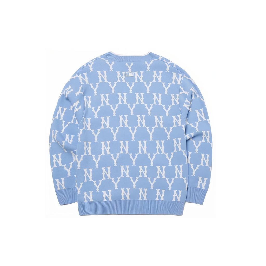 New MLB Old Flower Knitwear Unisex Light Blue 3AKCM0121-50BLL