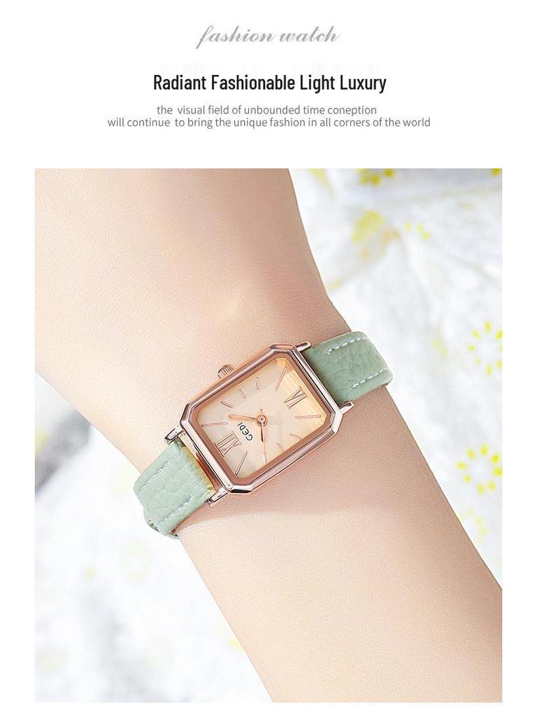 Gedi Minimalist Rectangular Women’s Watch – Retro Korean Style Quartz for Students