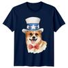 Patriotic Corgi Dog USA Flag Hat Unisexs TShirt