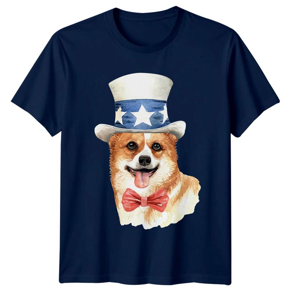 Patriotic Corgi Dog USA Flag Hat Unisexs TShirt