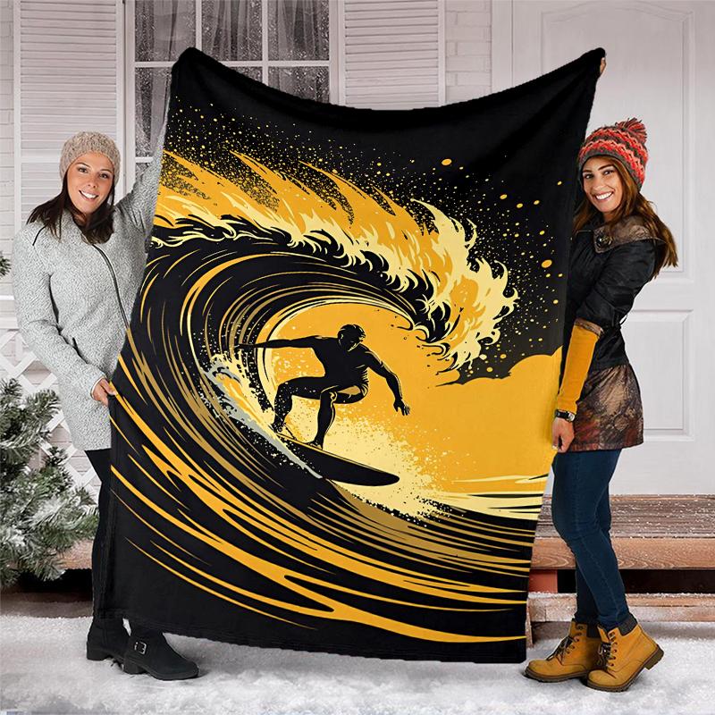 Surf Theme Printed Blanket - Perfect for Couch, Bed, Travel & Outdoor Use | Machine Washable, Cozy & Durable.