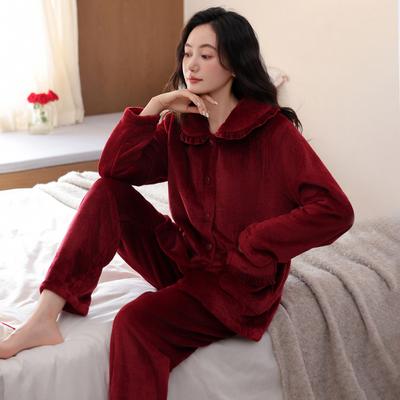Pajamas Women'S Winter Coral Fleece Thickened Autumn And Winter Flannel Can Be Worn Outside Middle-Aged Mother'S Winter Loungewear
