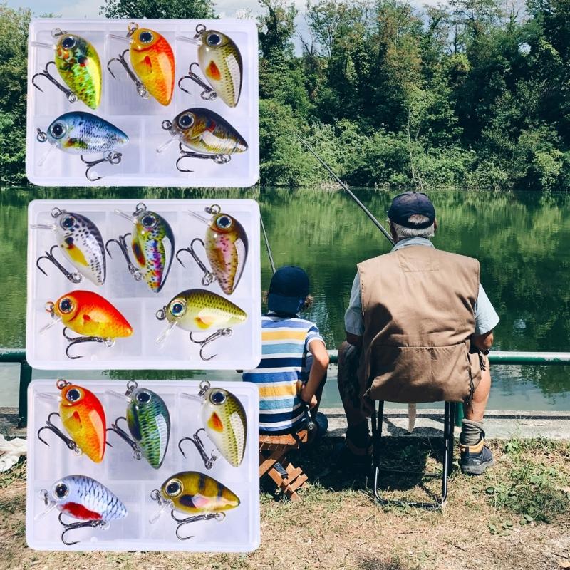 5 Pièces Appâts de Pêche en Plastique Petit Crankbait Wobbler Appâts Durs Artificiels Appâts Crank avec Boîte à Pêche Accessoires de Pêche