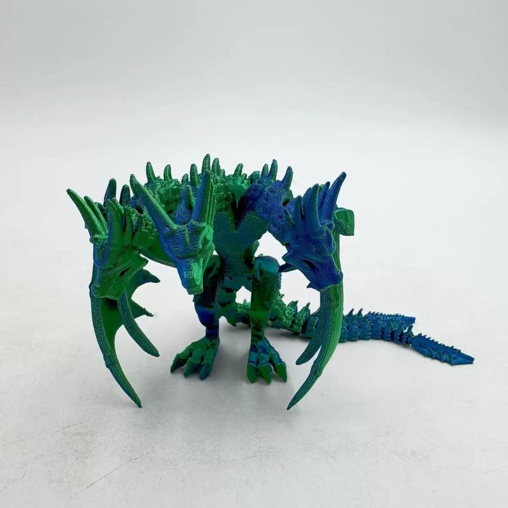 3D-gedrucktes dreiköpfiges Drachenfigurenmodell mit mehrfarbigem Lasergradient Geeignet für die Dekoration von Schreibtischen im Innenbereich, Zimmerdekoration