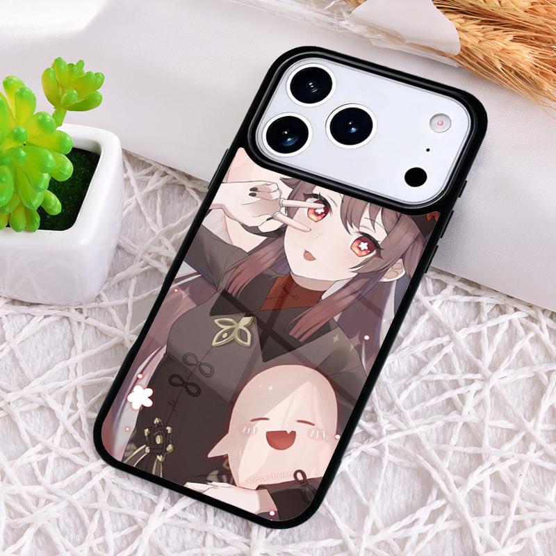 Cartoon Hu Tao Genshin Impact Phone Case for iPhone 17 Air 16 15 11 12 14 13 Pro Max Shockproof Cover