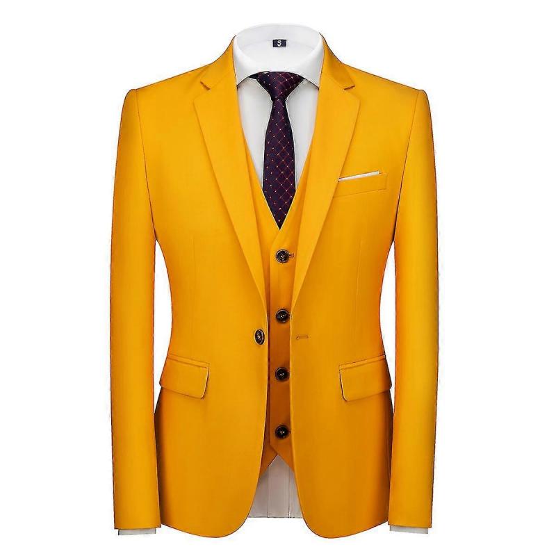 Mile Men's 3 Pieces Suit Elegant Solid One Button Slim Fit Party Suit Sets