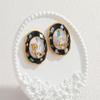 Elegant 18K Gold Vintage Stainless Steel Geometric Oval Jewelry Set