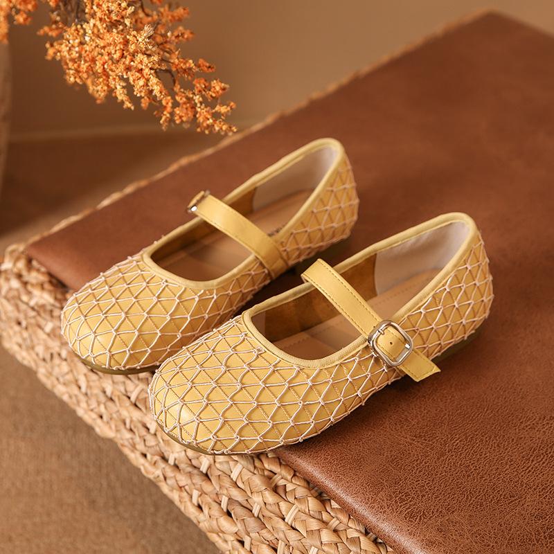 

The new soft feet are not tired, Doudou Mary Jane shoes are beautiful, with summer flat-soled single shoes, women s small leather shoes 2025 ski 40 жёлтый