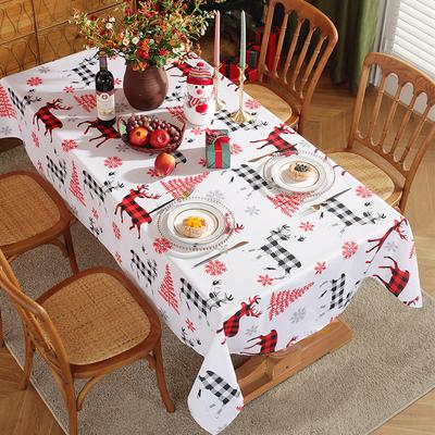 Christmas Tablecloth Polyester Printed Party Decoration Waterproof and Oil-proof Rectangular Tablecloth Table Mat