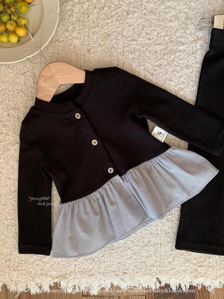 Jenny Kids' Patchwork Cardigan & Wide-Leg Pants Set - Autumn Fashion for Girls