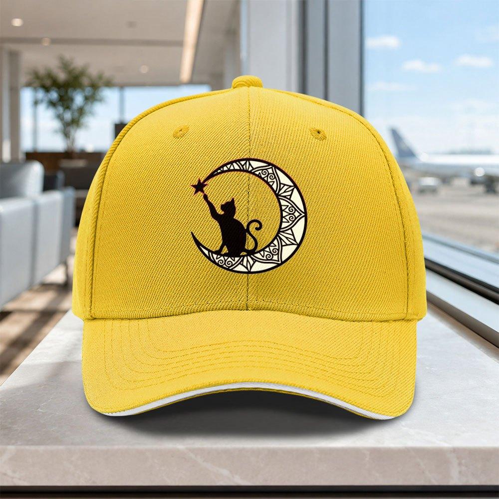 Unisexdala Moon Cat Adjustable Baseball Cap  Lightweight Unisex Printed Hat for Outdoor Weddings Parties