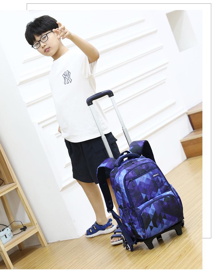 Sac à dos trolley à imprimé poisson naturel: Mode Grande Capacité pour Garçons & Filles, Idéal pour les Élèves du Primaire & du Collège