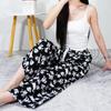 Women's Summer Cotton Silk Nine-Point Wide-Leg Pajama Pants - Plus Size, Loose, Breathable, Cooling, Ideal for Beach and Air Conditioning Comfort