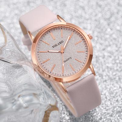 Matting Dial Women's Quartz Watch Leather Band Ladies Dress Watches