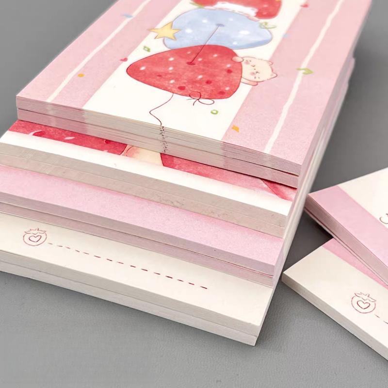 30Page Book Pink Strawberry A7 Sticky Notesself-Adhesive Tearable Notepad Message Stickers For Company Office School Students