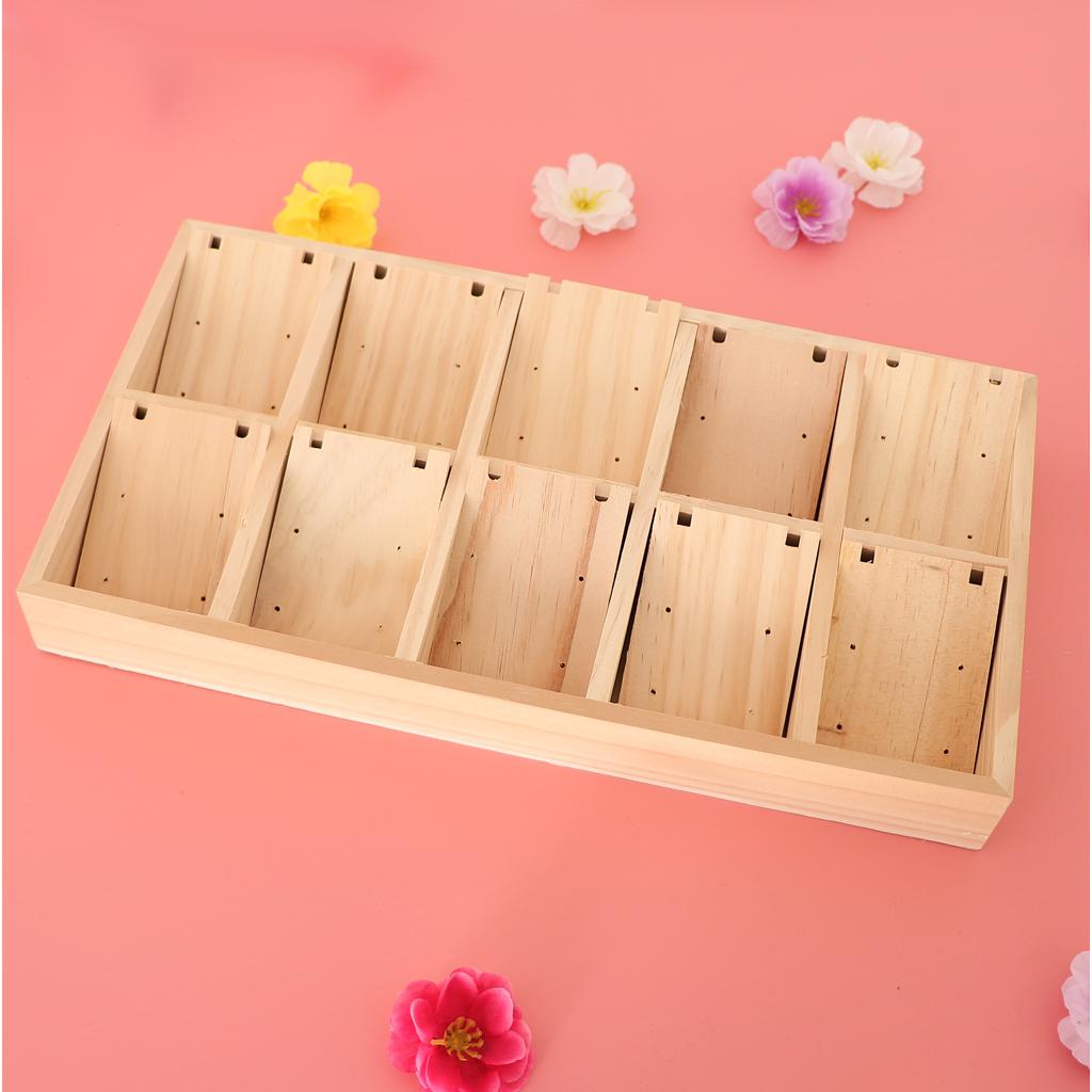 

Коробка из цельного дерева с 10 слотами для витрины-органайзера для серег и ожерелья