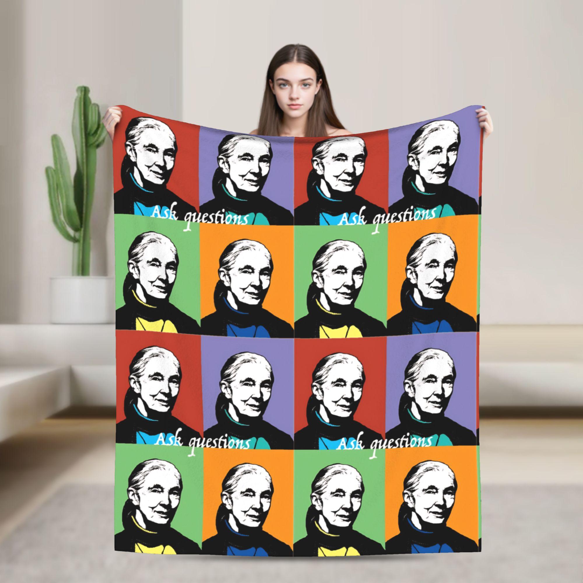 

Jane Goodall Inspired Chimpanzee Blankets Coral Fleece Plush Textile Decor Soft Throw Blankets for Home Office Bedding Throws 75x90cm