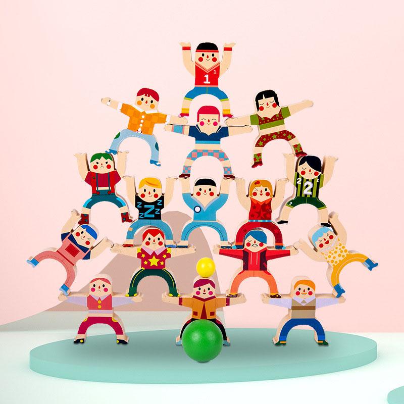 Wooden Stacking Toys Montessori Toys Balance Building Blocks Board Puzzle Game Early Education Toys for Toddler Birthday Gifts