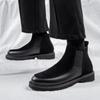 Fashion 2025 Men's Leather Chelsea Boots Black British Style Business Dress Shoes Thick Bottom Chelsea Boots Male Fashion Casual Shoes
