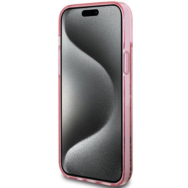 Guess Guhcp15Mlfcsegp Iphone 15 Plus / 14 Plus 6.7 Różowy/Pink Hardcase Liquid Glitter Gold Stripes