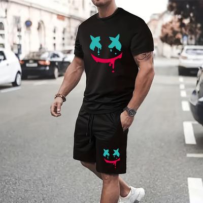 Traje corto de verano de manga corta con estampado personalizado 3D de gran venta, camiseta de calle de moda casual