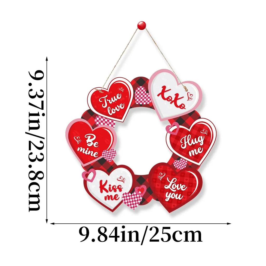 1Pcs Heart Love Happy Valentine's Day Paper Wall Door Hanging Ornaments for Valentine Day Wedding Anniversary Party Decoration