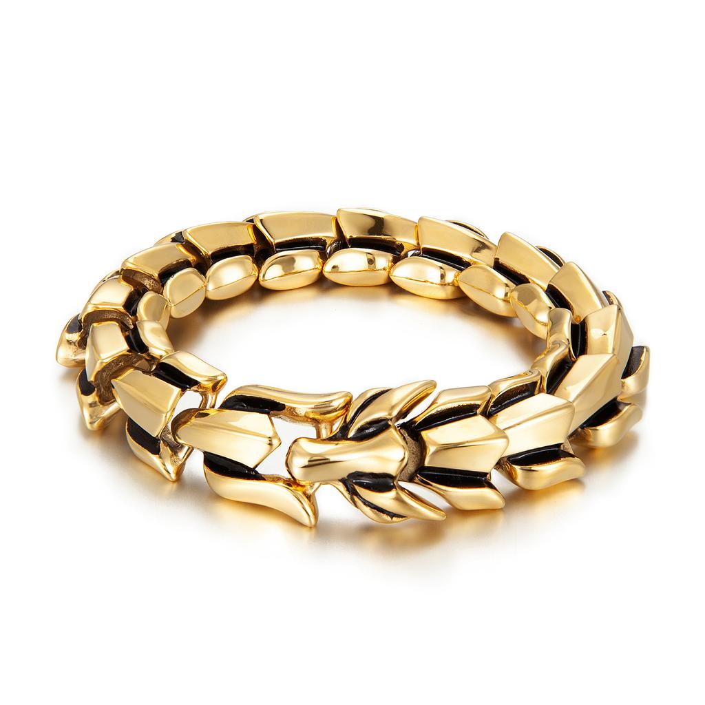 Punk Rock Viking Cuban Curb Bracelet Wrist Men Retro Hiphop Stainless Steel Charm Chain Male Dragon Bracelets Bangle Jewelry
