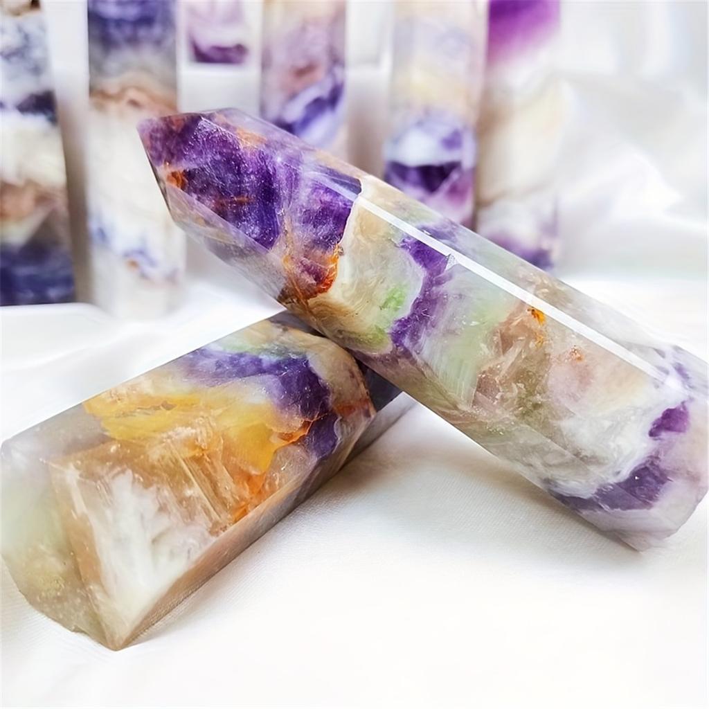 Colonne de Fluorine Fleur Violette en Cristal Naturel - Parfait Pour la Méditation Et la Thérapie, Décoration de Maison