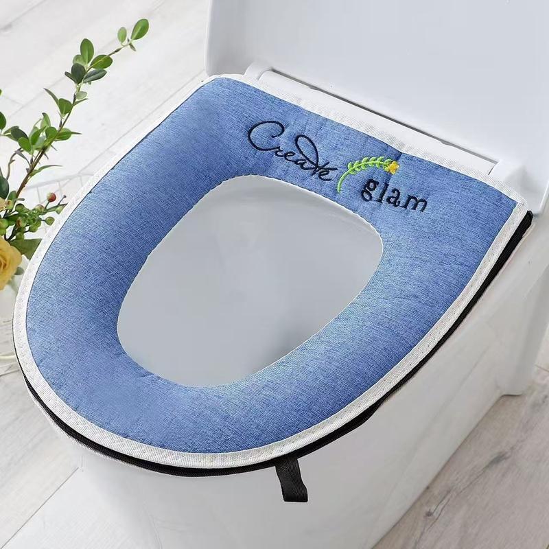 

Cotton Linen Universal Zippered Toilet Seat Cover 1 Piece