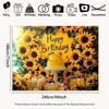 2D Flachdruck Party Kulisse Fröhliche Sonnenblumen Geburtstagsszene mit Grünzeug