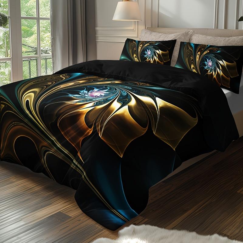 3Pcs Modern Abstract Marble Design Bedding Set,  Polyester, Breathable All-Season Duvet Cover With 2 Pillowcases (No Insert)