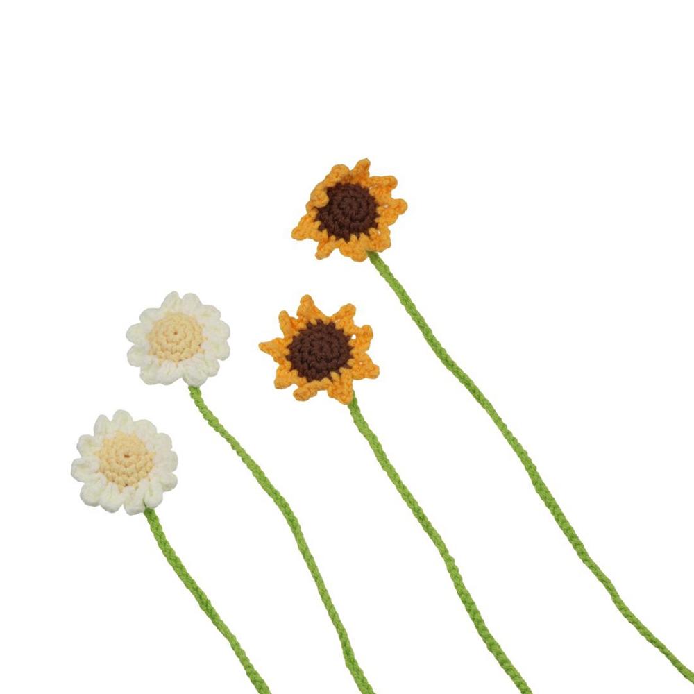 Daisy Flower Knitted Bookmark Unique Crochet Book Marker Creative Floral Pendants  Perfect Gift