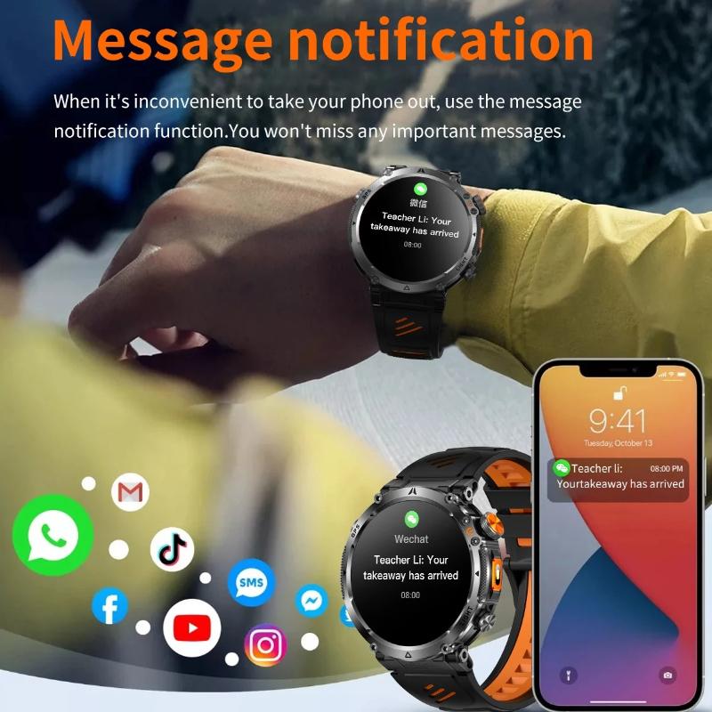 2026 New Military GPS Sports Smart Watch Men Compass 3ATM Waterproof Swim Fitness Tracker AMOLED HD SmartWatches 850Mah Battery