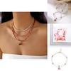 Ensemble collier et ras-de-cou ras-de-cou à plusieurs rangs de perles, pendentif fraise d'été pour femme