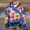 Women's Floral Hoodie Hipster Winter Pullover Harajuku Loose-Fit Casual Sweatshirt Cozy Fleece-Lined Jacket Casual Streetwear