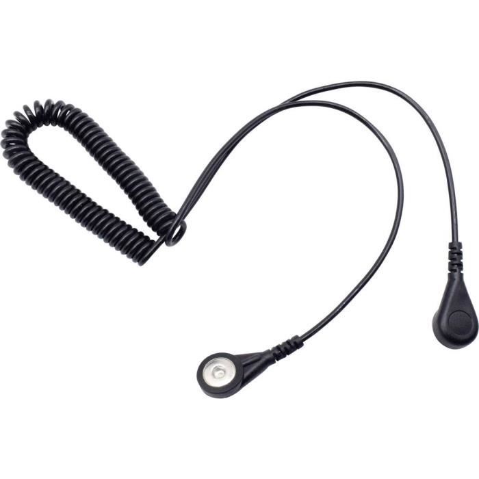 Quadrios Câble de mise à la terre antistatique (ESD) 1.80 m Bouton-pression 4 mm