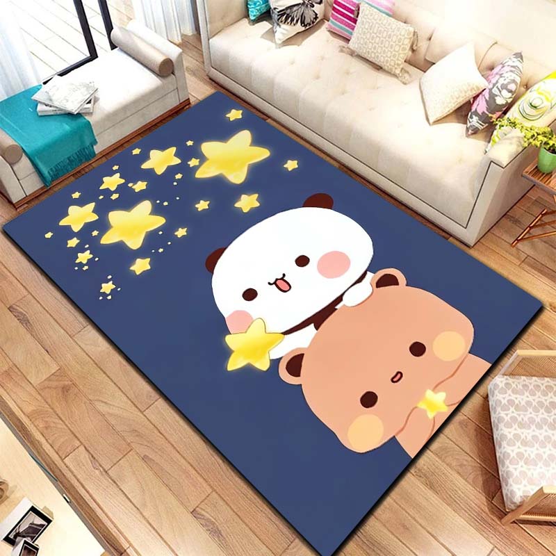 Bubu and Dudu Cartoon Area Rug Kawaii Bear Print Floor Mat Non Slip Carpet For Bedroom Living Room Kids Playroom Home Decor Gift