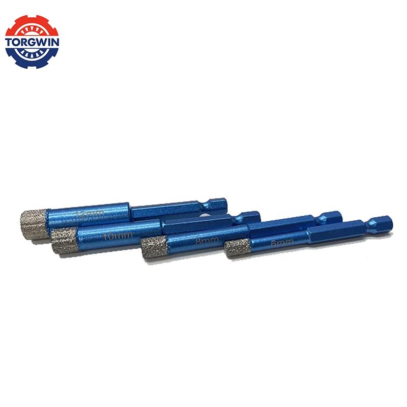 Vacuum Diamond Brazed Dry Drilling Bit Saw Ceramic Marble Granite Tile Hole Opener Hole Saw Cutter 4 PCS M14 Hex Shank