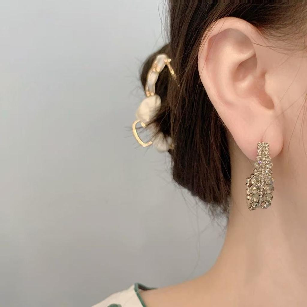 Sparkling Zircon Earrings Geometric Chandelier Dangle Earrings for Daily or Party Women