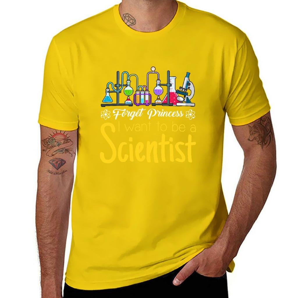 Forget Princess I Want To Be A Scientist T-Shirt Tops Summer Tops for a Boy Shirts Graphic Tees Heavy Weight T Shirts for Men